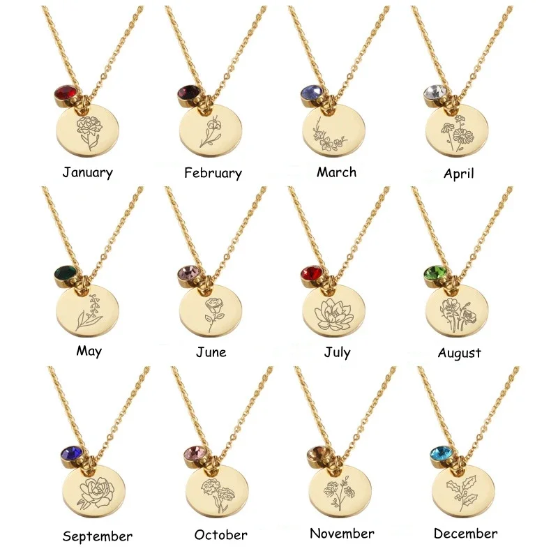 Birth Flower Necklace - Sinh Tháng Hoa Clipart Hoa Đĩa