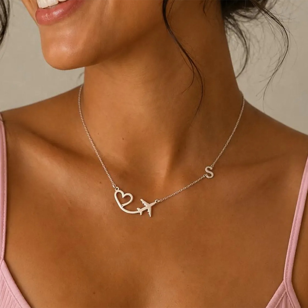 Personalized Heart Airplane In - đánh giá và giá Name Necklace Custom