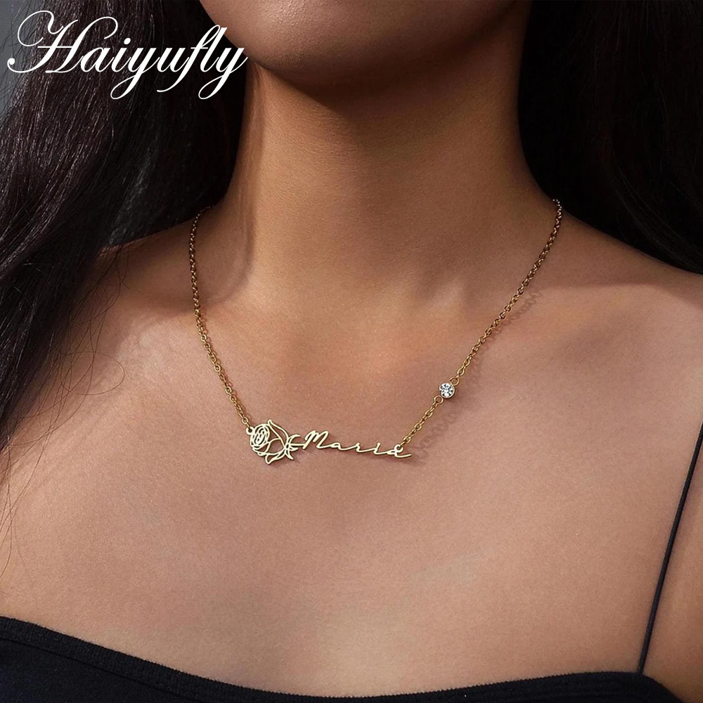 Haiyufly Personalized Custom N - đánh giá và giá Birth Flower Necklace