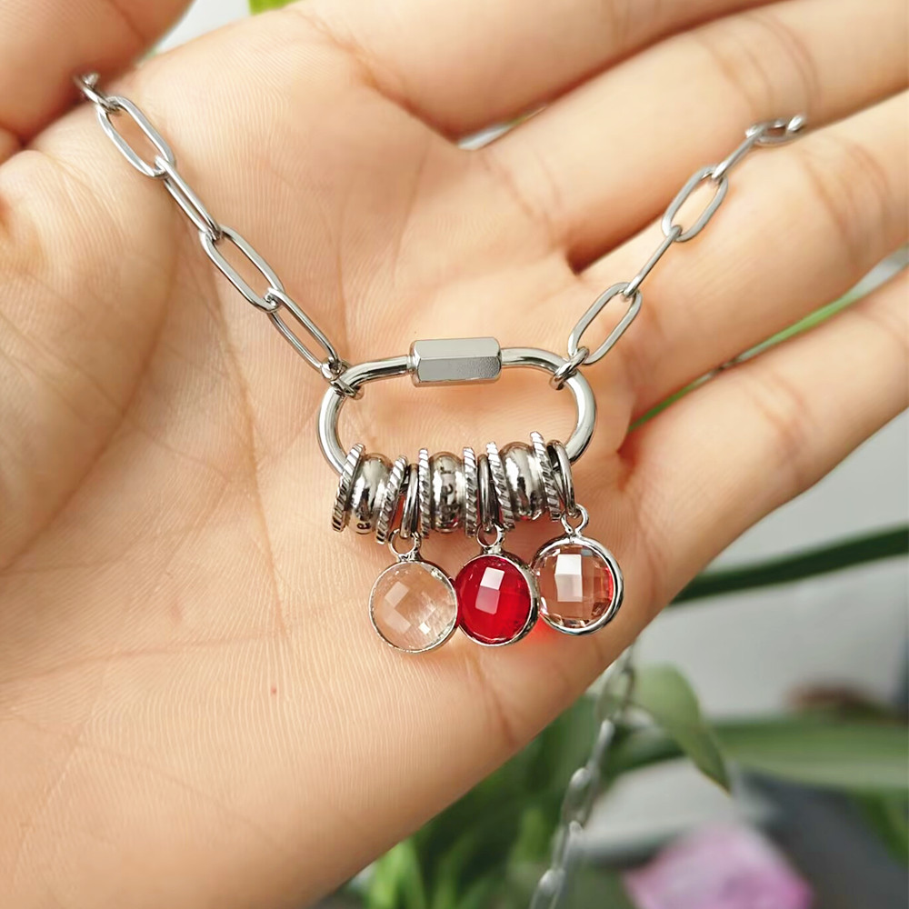 Custom Carabiner Name Charm Ne - đánh giá và giá Birth Flower Necklace